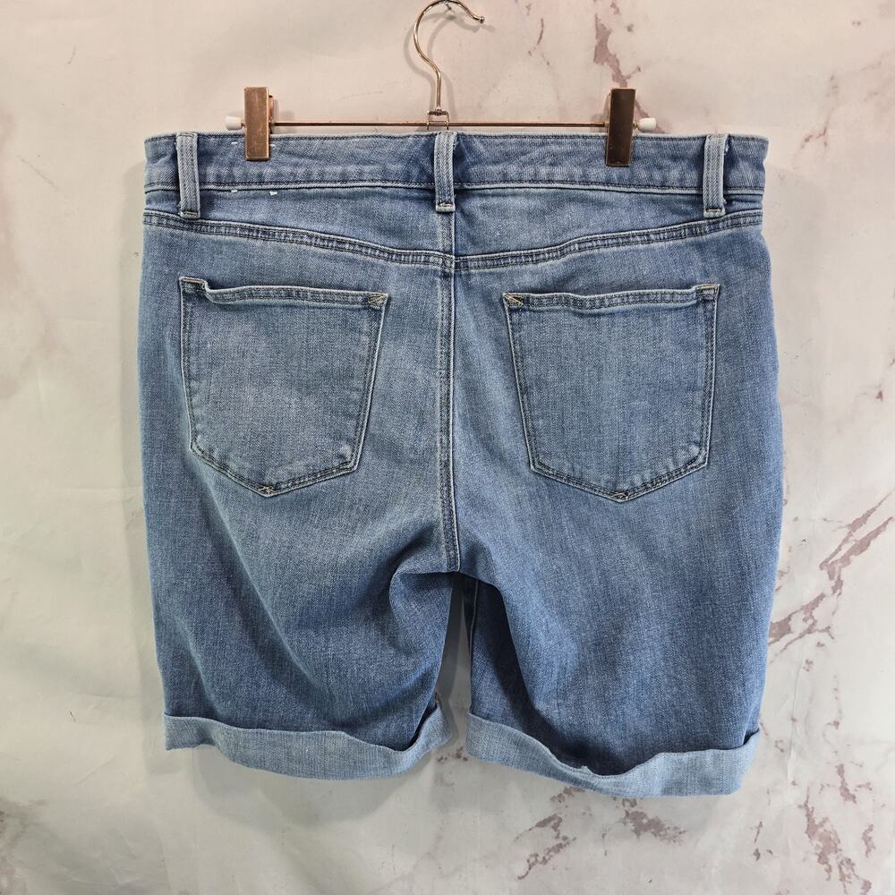 Talbots Shorts Womens 10 Light Wash High Rise Cuff Girlfriend Denim Jean 9 Inch